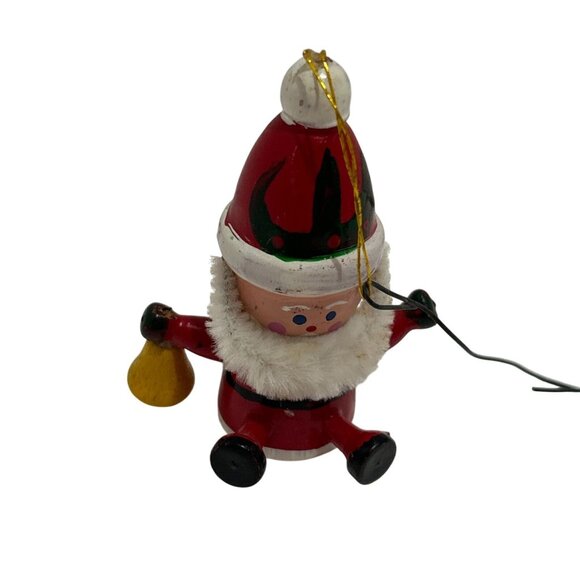 Vintage Christmas Ornament Set Wood Handcrafted 1983 Santa 4 Piece Box Tree 2.5" - Picture 6 of 16